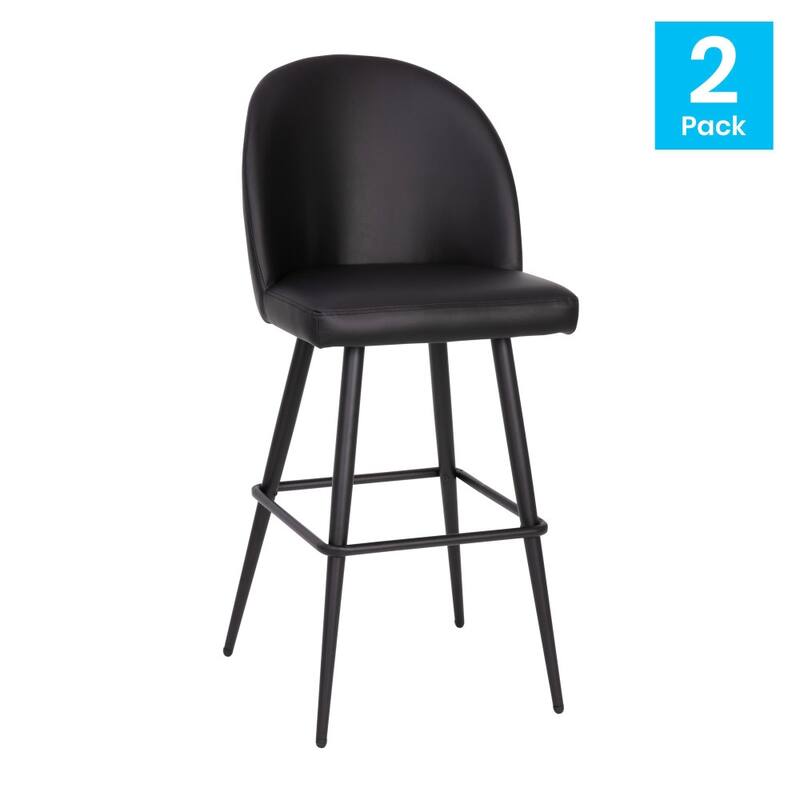 Modern Upholstered Barstools with Footrest and Steel Frame (Set of 2)