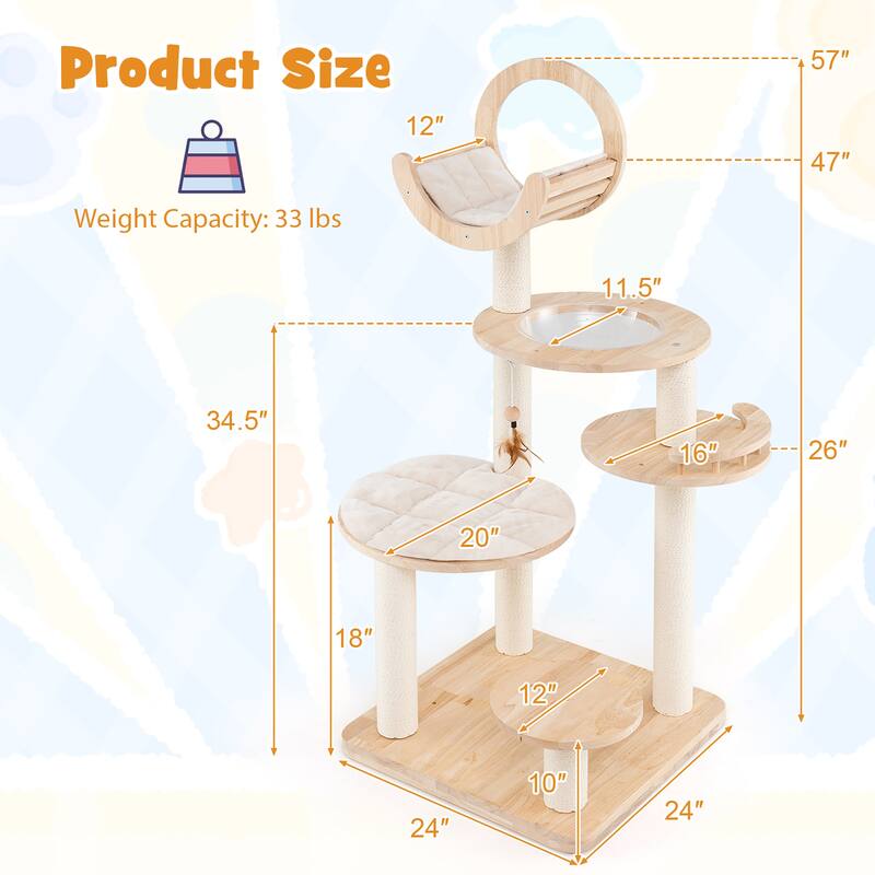 Gymax 4-in-1 Building Block Cat Tree w/ Space Capsule Nest Padded