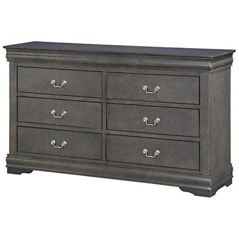 Hollywood Regency Dresser - Dark Gray 6 Drawer Chest - Modern Bedroom Furniture