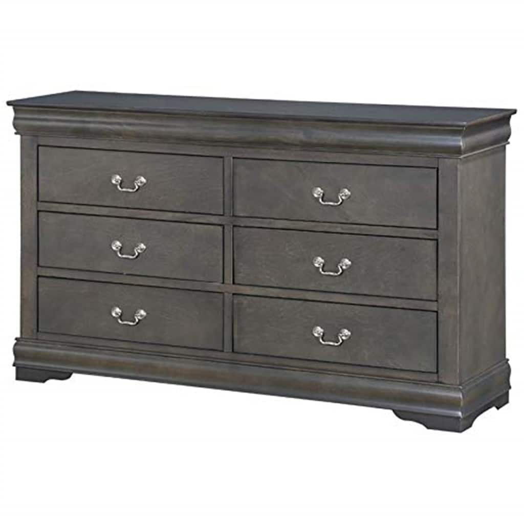 Hollywood Regency Dresser - Dark Gray 6 Drawer Chest - Modern Bedroom Furniture