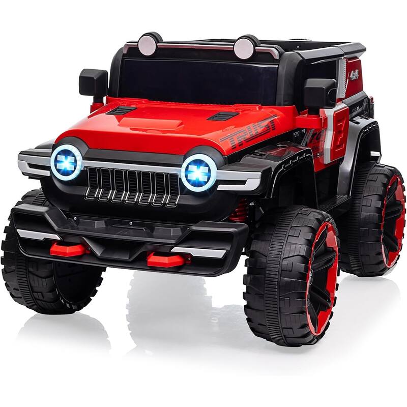 2 Seater Ride On Car with Remote Control, 4WD Off-Road Truck 12V Electric Battery Powered Ride On Toys - Red
