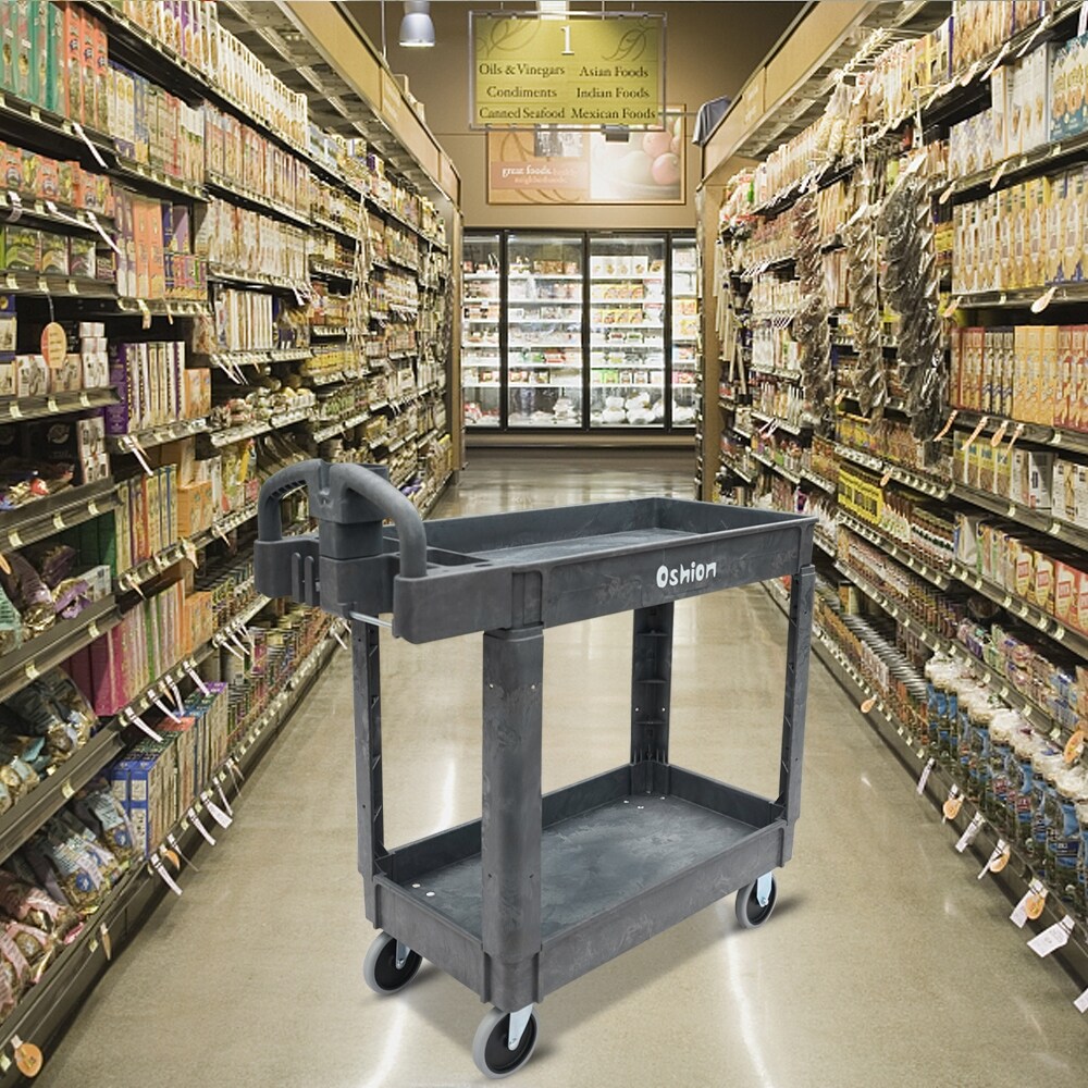 Heavy-Duty Ergo Handle Utility Carts (Lipped-Shelf)