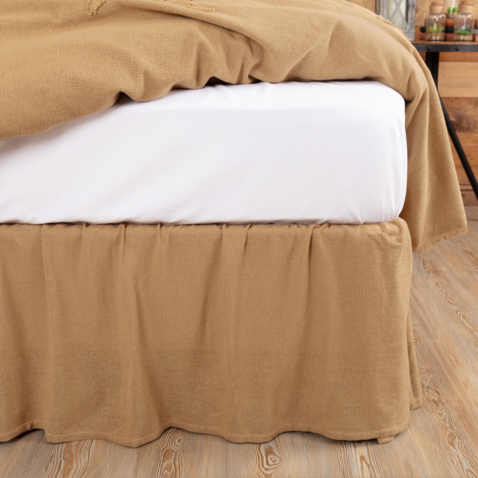 Farmhouse Bedding Vhc Cotton Burlap Bed Skirt Solid Color Gathered On Sale Overstock 27555378