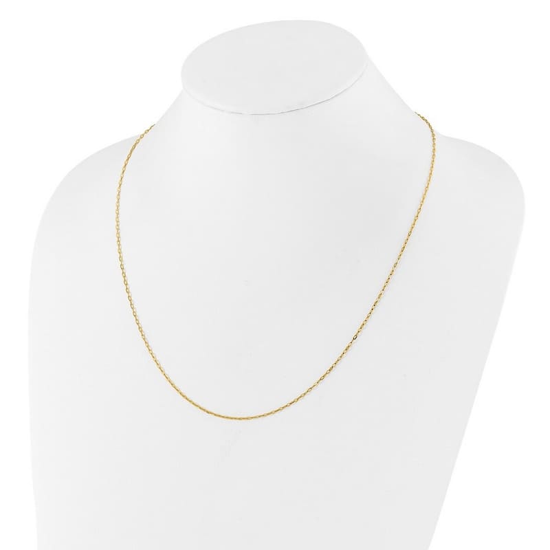 Curata 14k Yellow Gold 22" 1.3mm Polished Flat Oval Cable Adjustable Chain Necklace (Lobster)