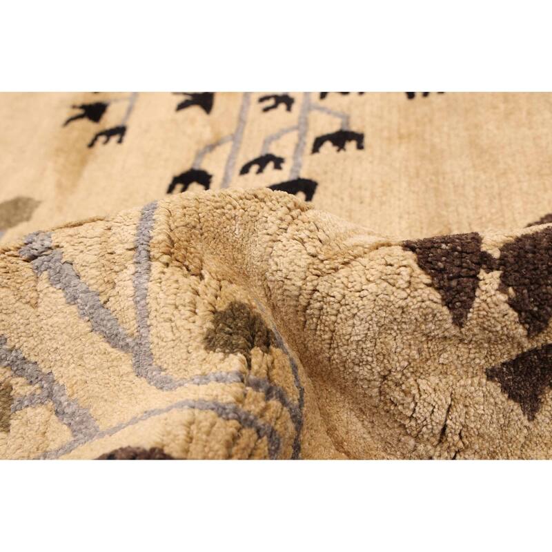 ECARPETGALLERY Hand-knotted Kathmandu Light Khaki Wool Rug - 8'7 x 11'6