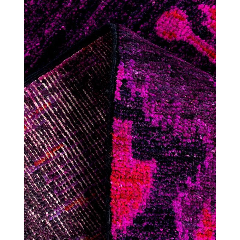 Modern One-of-a-Kind Hand-Knotted Area Rug - Purple, 4' 2" x 5' 10" - 4' 2" x 5' 10"