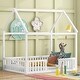 preview thumbnail 9 of 7, Wood Full Size Floor Bed House Bed with Fence and Door for Toddler, Kids