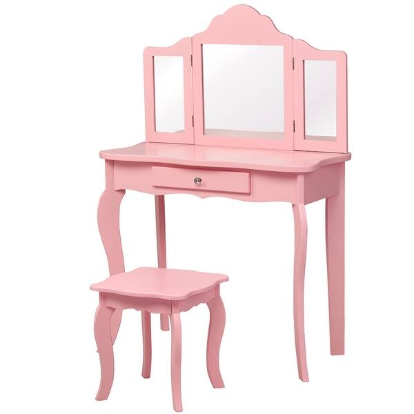 Kids Vanity Table And Stool Set Princess Makeup Dressing Table Overstock 32522799 ( 1.0 ) stars out of 5 stars 1 ratings , based on 1 reviews 1 comment usd
