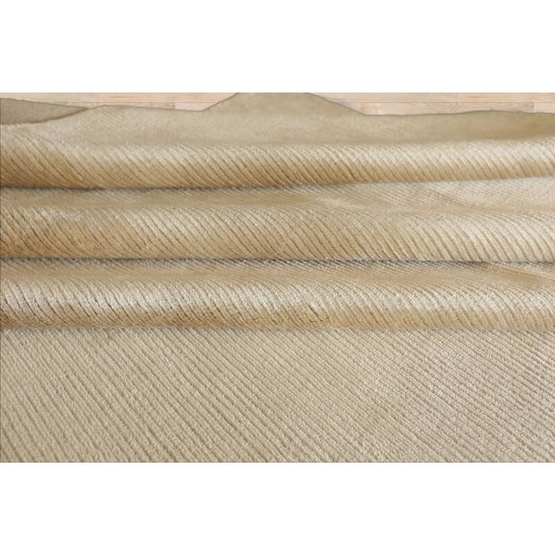 Multi Size Hand Knotted Beige Tibetan Silk Contemporary Rug