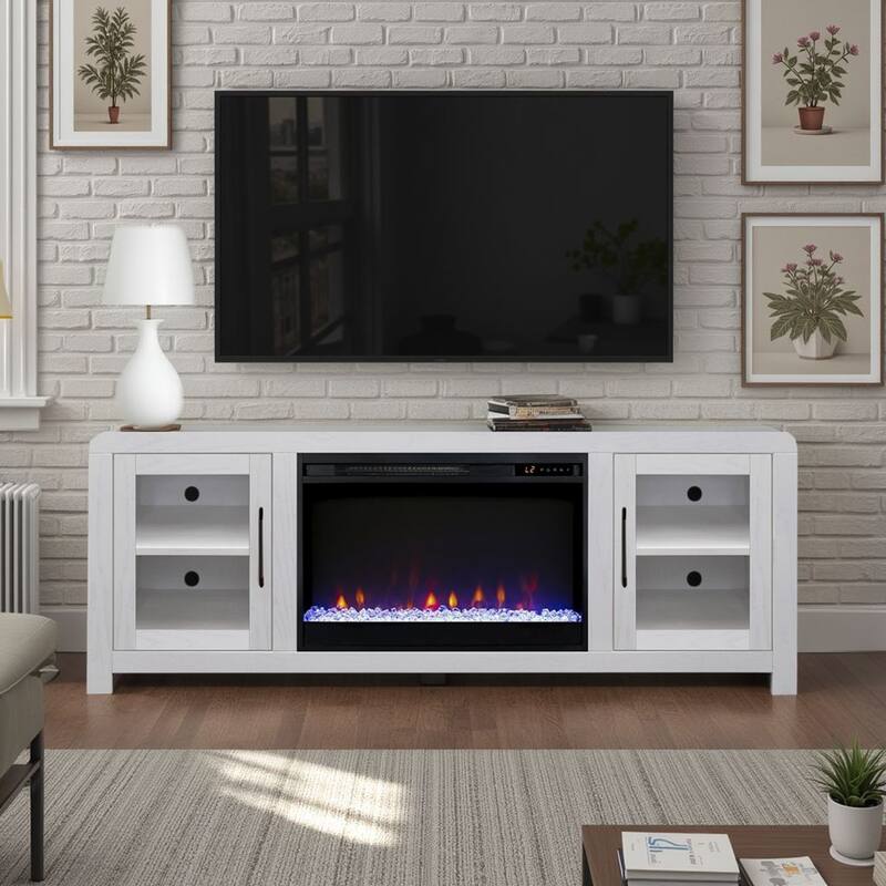 Bridgevine Home Haven 65 inch Fireplace TV Stand, for TVs up to 75 inches, Minimal Assembly