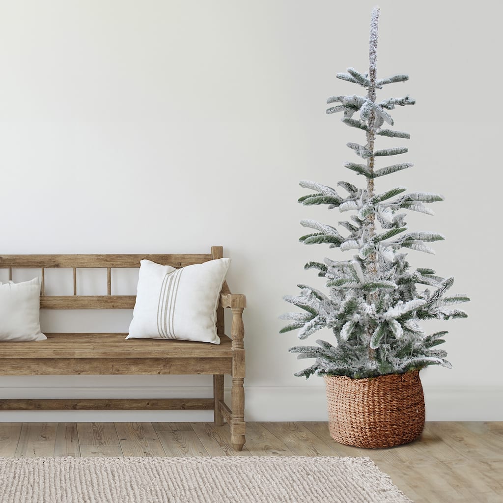Real Touch™️ Slim Flocked Nordmann Fir Artificial Christmas Tree - Unlit - 7.5' - 7.5 Foot