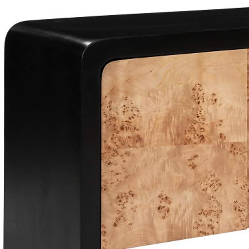 HomeRoots 67" Black And Natural Solid Wood Sideboard with Four Doors - 67.00 in. x 23.60 in. x 18.00 in.