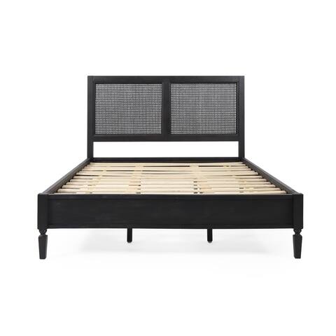 Lorent Acacia Wood and Rattan Queen Bed by Christopher Knight Home