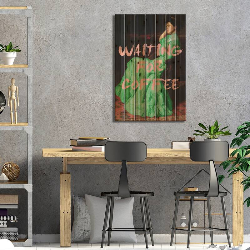 Waiting For Coffee III Print On Wood by Grace Digital Art Co - Multi-Color