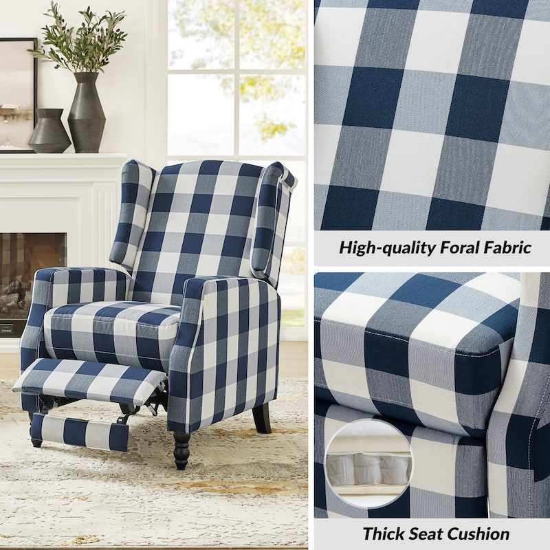 Damaris Mid-Century Modern Manual Pushback Recliner with Wingback Design Set of 2 by HULALA HOME