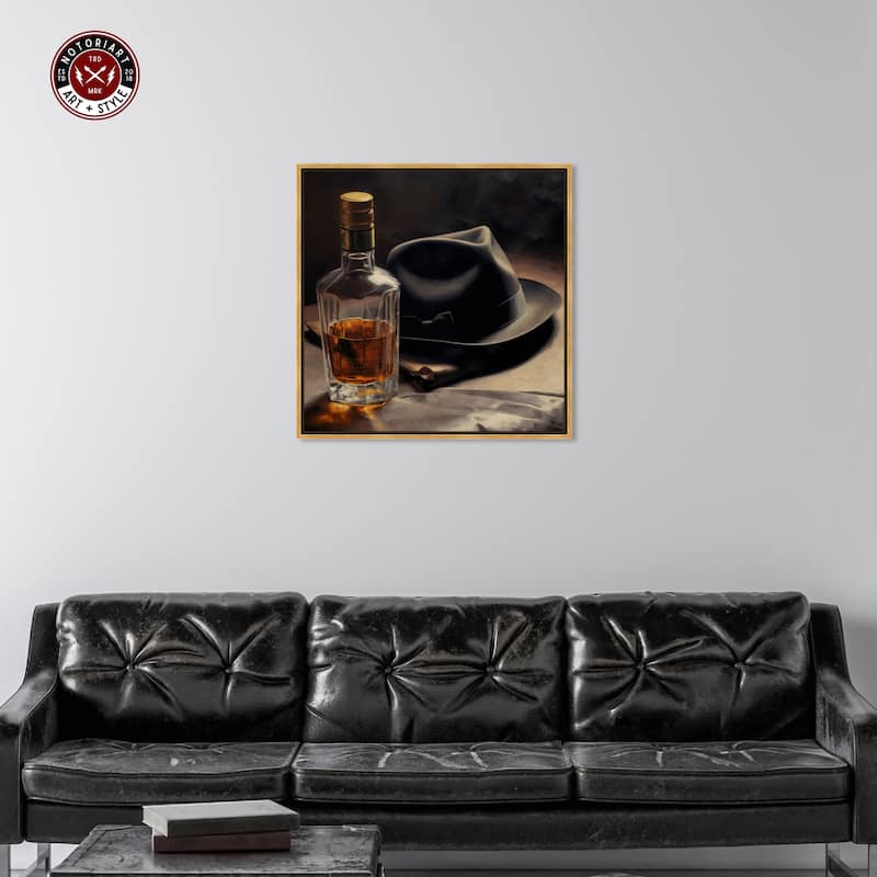 Notoriart Whiskey And Vintage Hat Ii Framed Bar Cart Art For Men