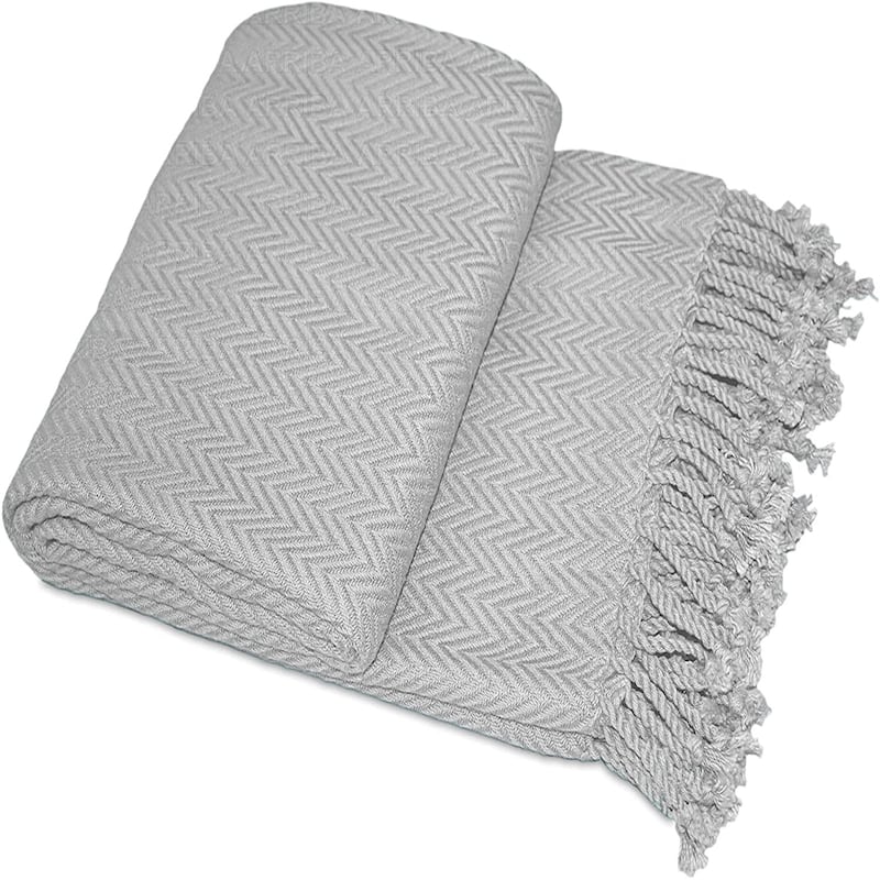 100% Ring Spun Cotton Chevron Throws Blankets Hand Woven with Fringe Super Soft 50''x60''