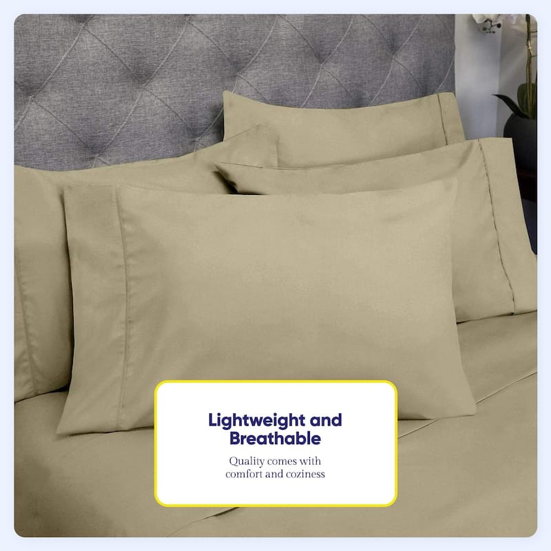 Soft Brushed Microfiber 7-piece Split King Sheet Set - 4 Pillowcases