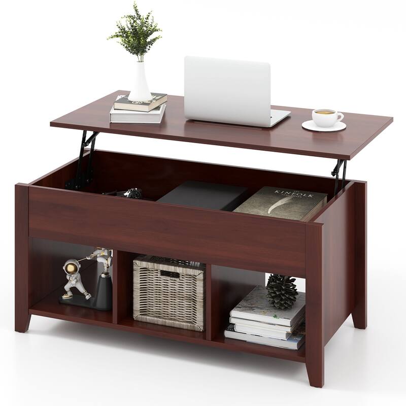 CCostway ostway Lift Top Coffee Table with Hidden Compartment and - See Details - Brown - See Details