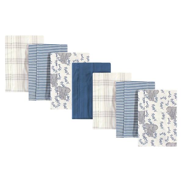 slide 1 of 1, Touched by Nature Baby Organic Cotton Flannel Burp Cloths 7pk, Blue Elephant, One Size - Blue Elephant - One Size One Size - Blue Elephant