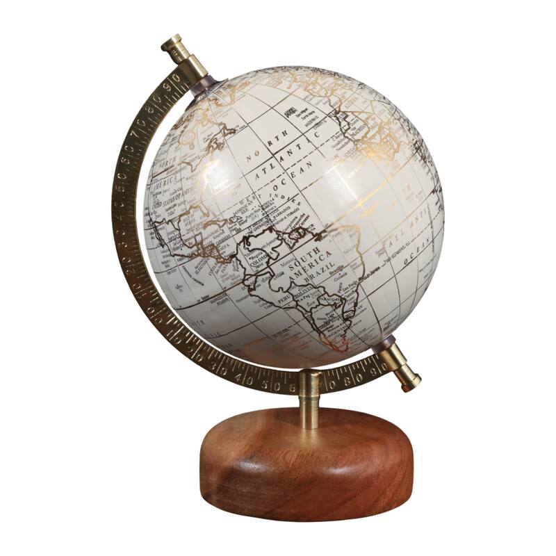 Resin Decorative Globe Modern Sleek Wood Base for Casual Home - 10.0"