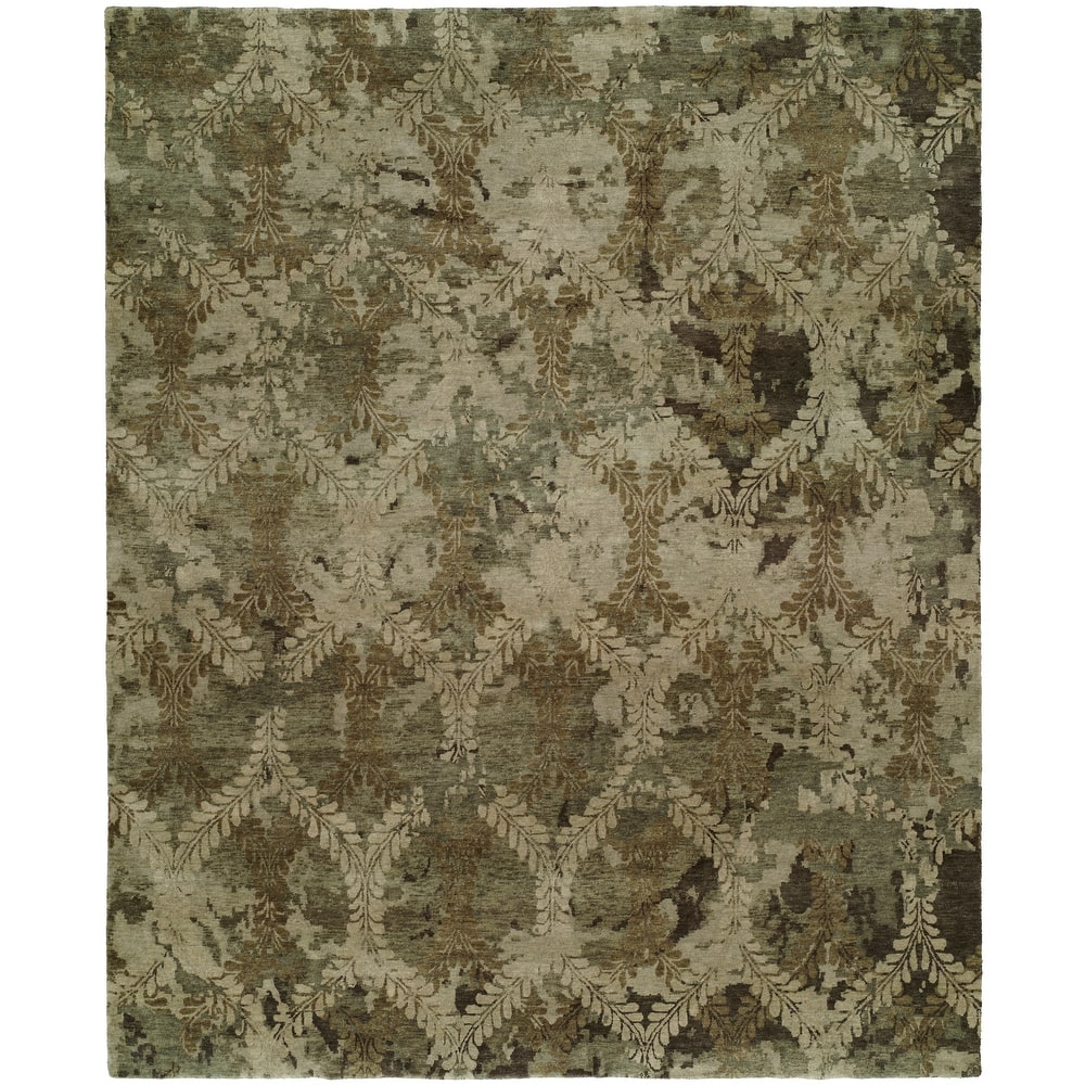 Transitional Multi-Colored Hand-Knotted Wool Area Rug