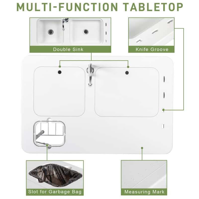 HDPE Rectangular Folding Portable Outdoor Fish Killing Table with Sink Faucet