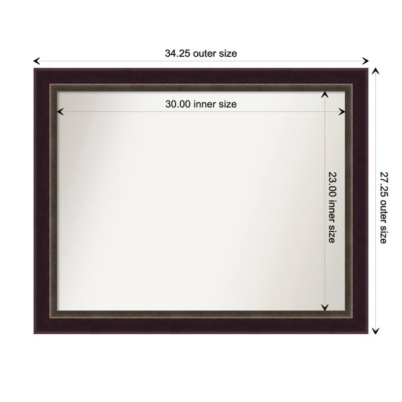 Signore Bronze Framed Non-Beveled Custom Wall Mirror, Bathroom Vanity Mirror - Outer Size: 34.25 x 27.25
