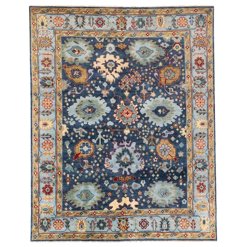 ECARPETGALLERY Hand-knotted Modern Oushak Navy Wool Rug - 8'0 x 10'1