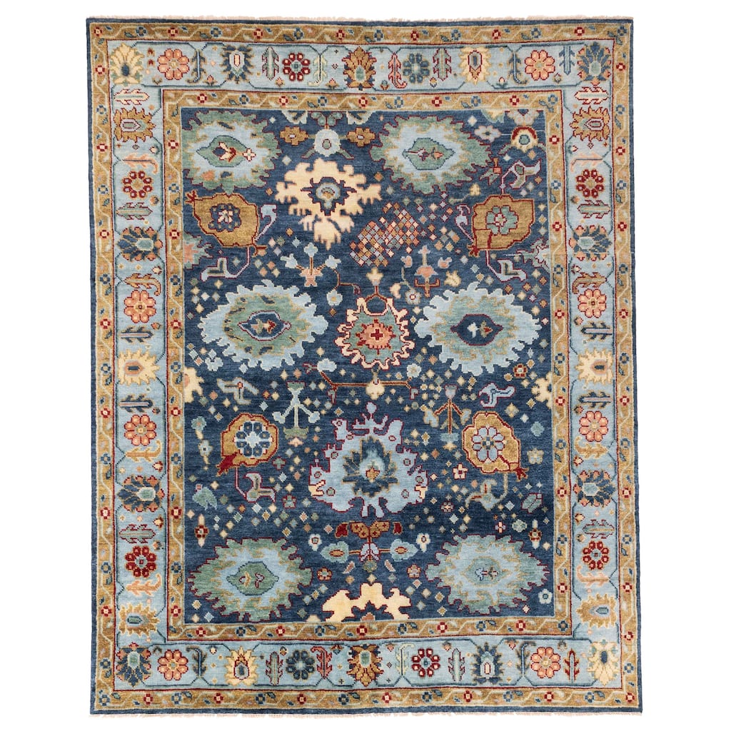 ECARPETGALLERY Hand-knotted Modern Oushak Navy Wool Rug - 8'0 x 10'1