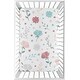 preview thumbnail 1 of 1, Pop Floral Rose Flowers Baby Girl Fitted Mini Portable Crib Sheet - Blush Pink Teal Turquoise Blue Grey Flower Boho Shabby Chic