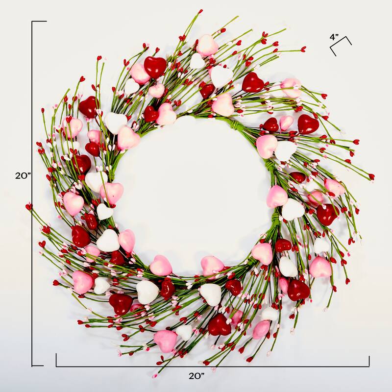 20" Valentine's Hearts and Pips and Berries Wreath
