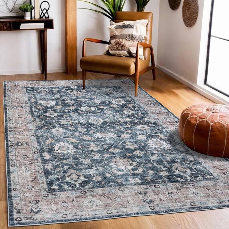 Delara Machine Washable Area Rug, Soft & Durable, Non-Slip Backing, Eco- Friendly GRS certified
