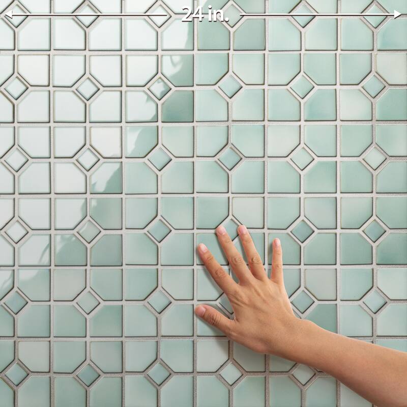 Merola Tile Hudson Oxford Mint Green 11-3/8" x 11-3/8" Porcelain Mosaic Floor and Wall Tile