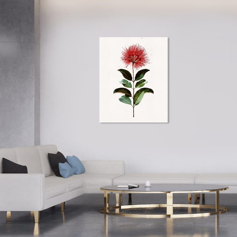 Wynwood Studio Canvas Floral and Botanical My Own Dandelion Red and Traditional Wall Art Canvas Print - Red, Green - 36 x 30