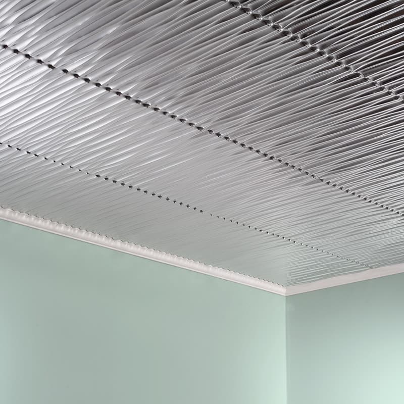 FASÄDE Dunes Vertical Decorative Vinyl 2ft x 2ft Glue Up Ceiling Panel in Brushed Aluminum (5 Pack)