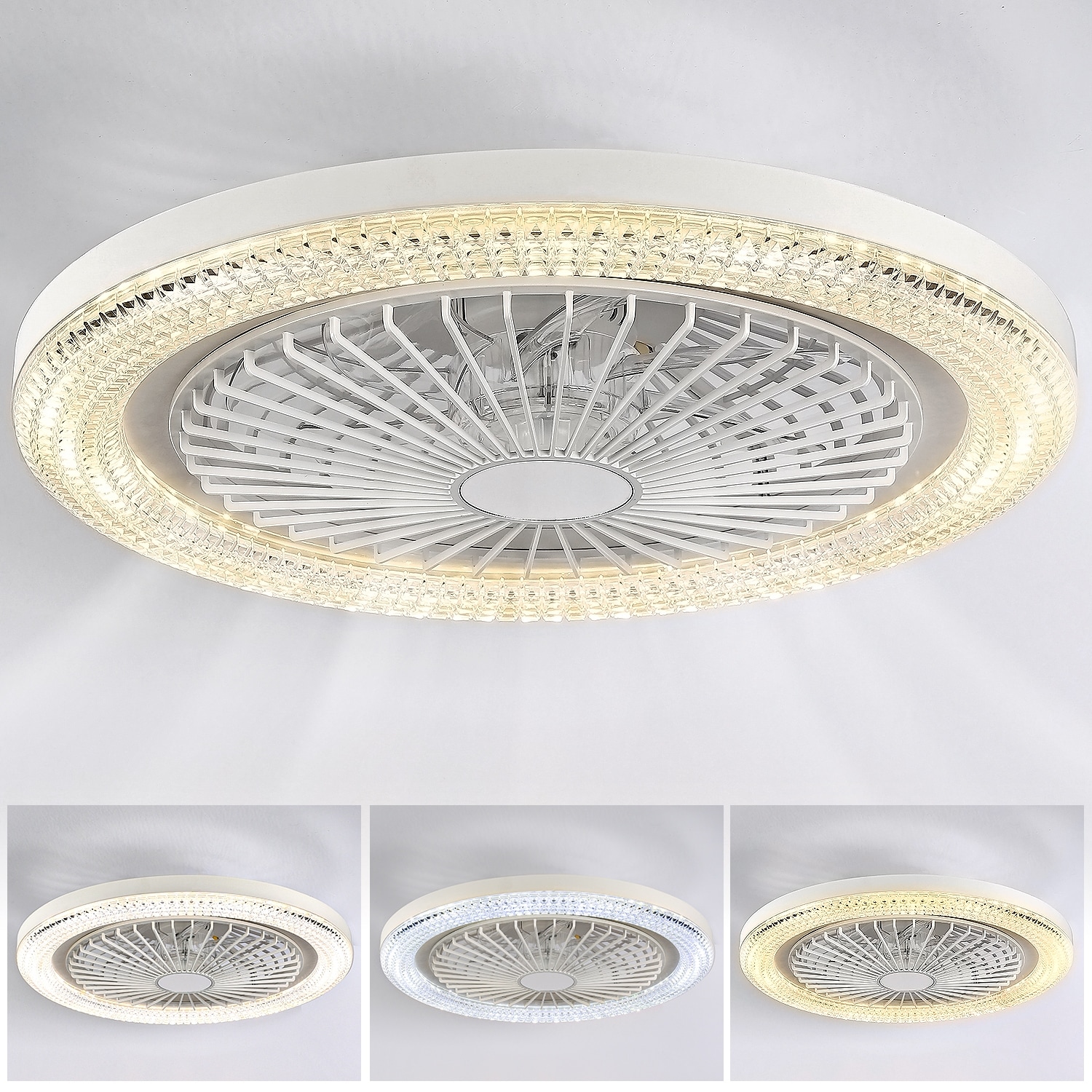 103CM Large Ceiling Fans With Lights 6 Speed Reversible Silent Fan Light Ceiling Dimmable Memory Function Ceiling Light With Fan Timer 130W Living Room Ceiling Light Fan With Remote Control-White - View #4