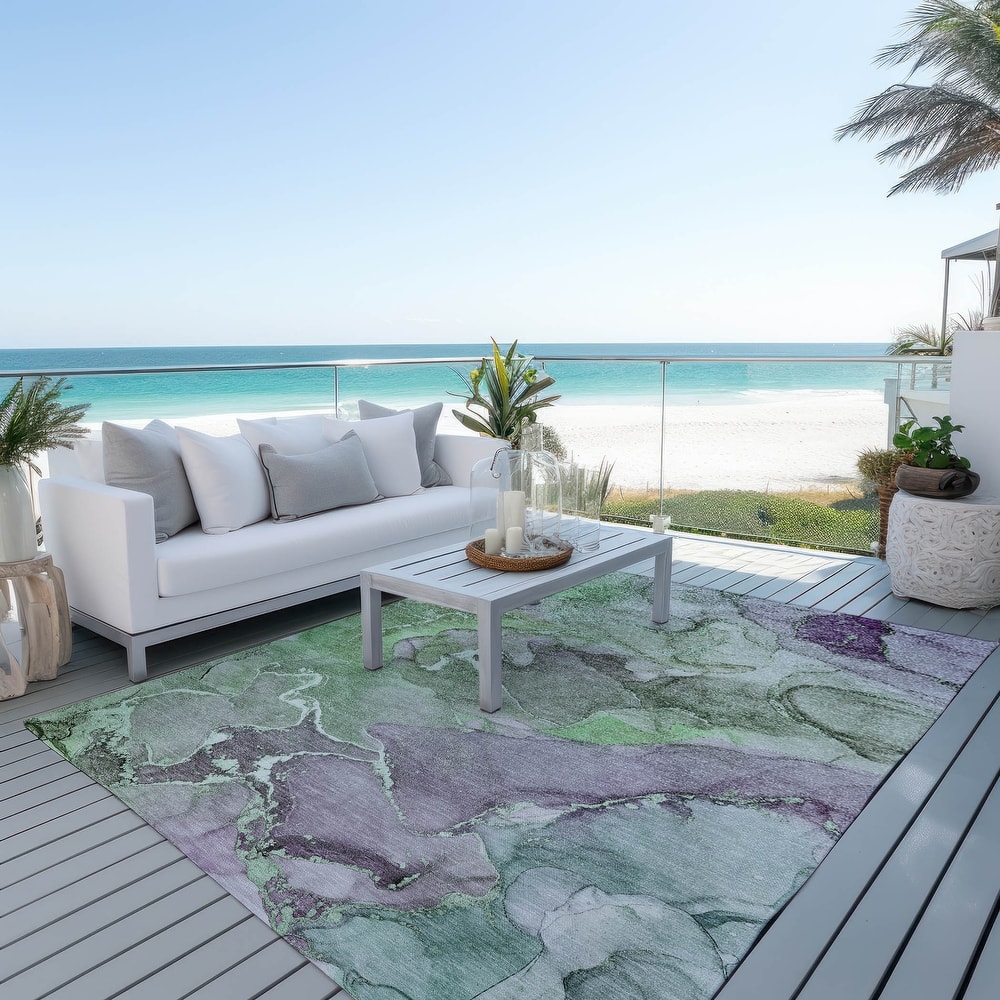 Machine Washable Indoor/ Outdoor Chantille Watercolor Rug