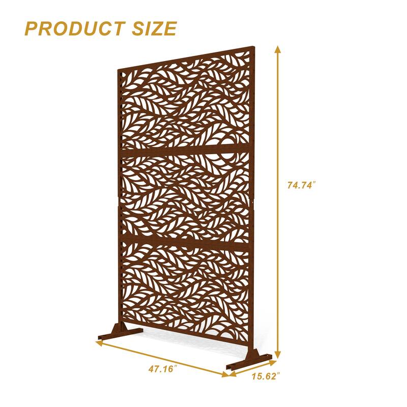 Free Standing Metal Privacy Screen Panel Decorative Outdoor Privacy Screen - 72"H x 47"W