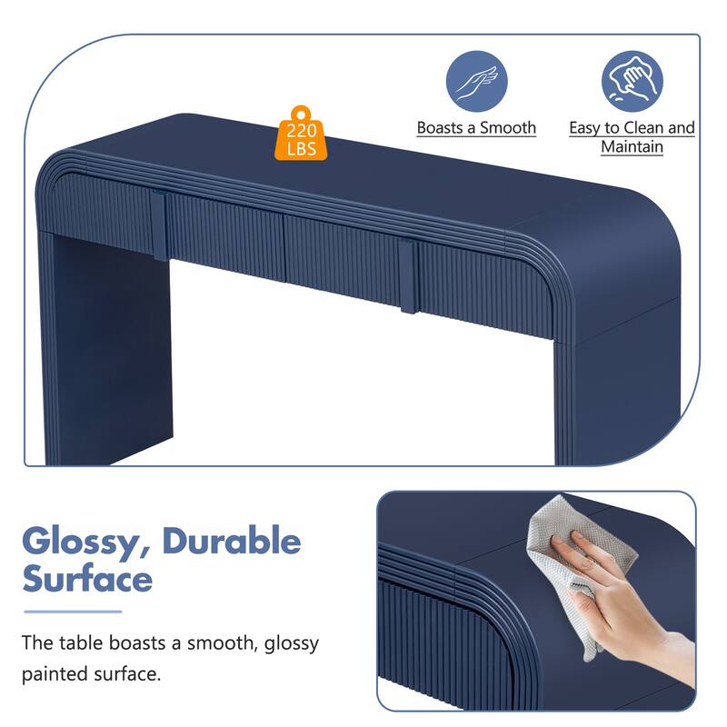 55" Modern Console Table with 2 Drawers and Adjustable Foot Pads for Entryway or Living Room