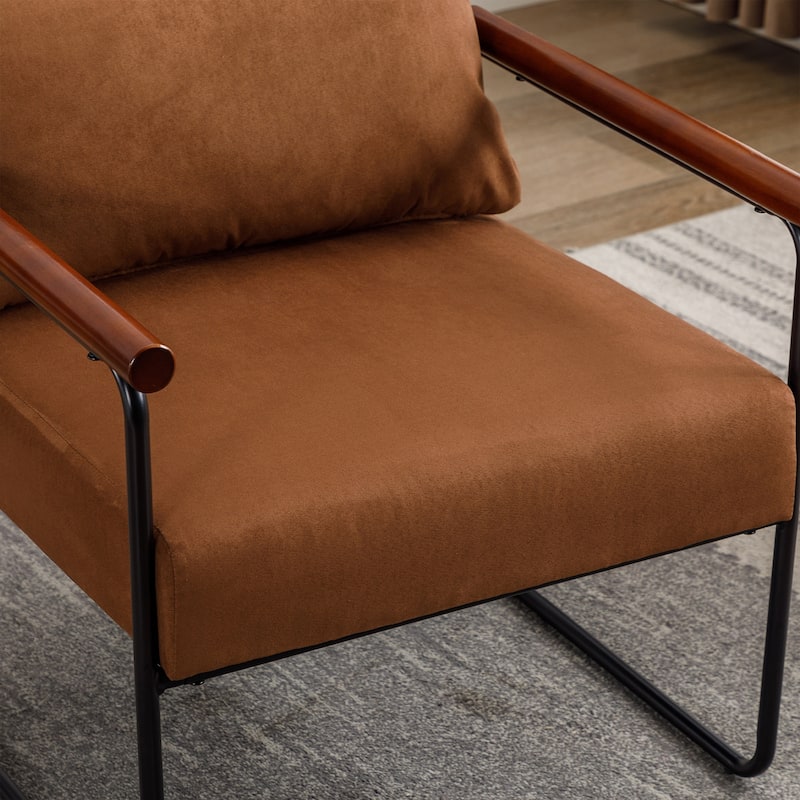 Upholstered Faux Suede Lounge Armchairs with Steel Frame for Living Room