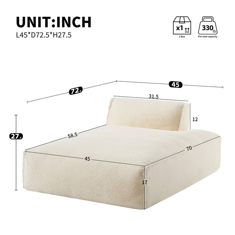 Roomfitters Left-Facing Modular Sofa with Foam-Filled Seat, Compressed Floor Couch for Living Room, No Assembly Needed