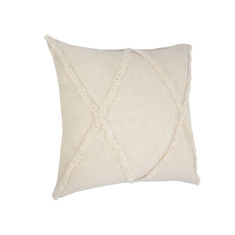 HomeRoots 26" X 26" Ivory 100% Cotton Zippered Pillow