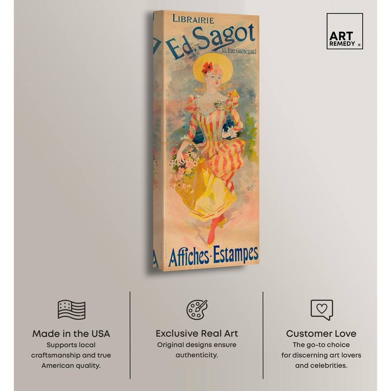 Bookstore Ed Sagot Panoramic Canvas by Art Remedy, Gallery Wrapped