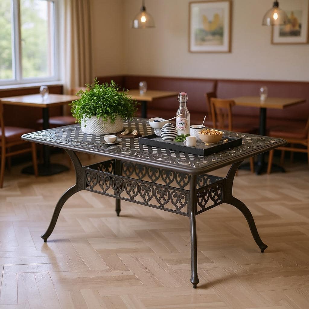 59" All-Weather Cast Aluminum Table, with Umbrella Hole