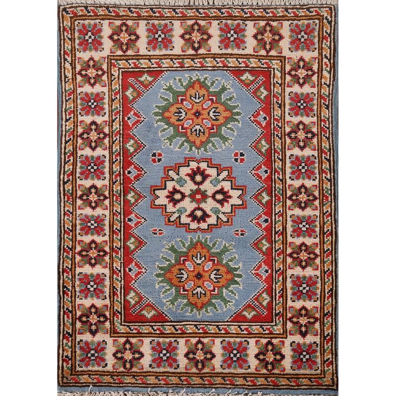 Blue Kazak Oriental Foyer Rug Handmade Wool Carpet - 2'0" x 2'9"