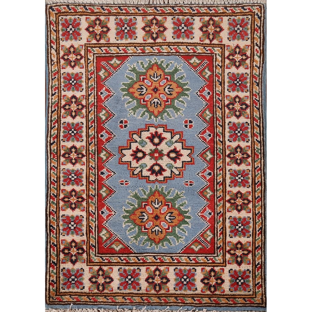 Blue Kazak Oriental Foyer Rug Handmade Wool Carpet - 2'0" x 2'9"
