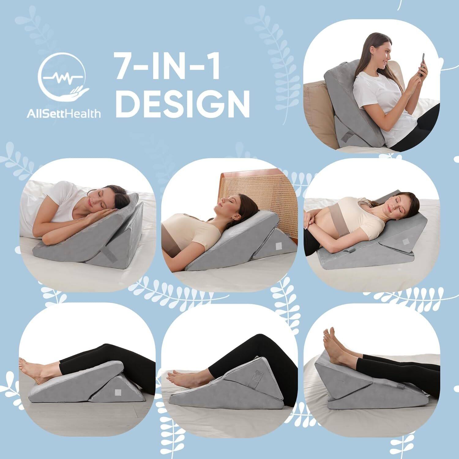 Adjustable Bed Wedge Pillow for Sleep Apnea 7 in 1 Body Positioner Bed Wedge Pillow for Sleeping Acid Reflux Pillow Grey Bed Bath Beyond 42001602