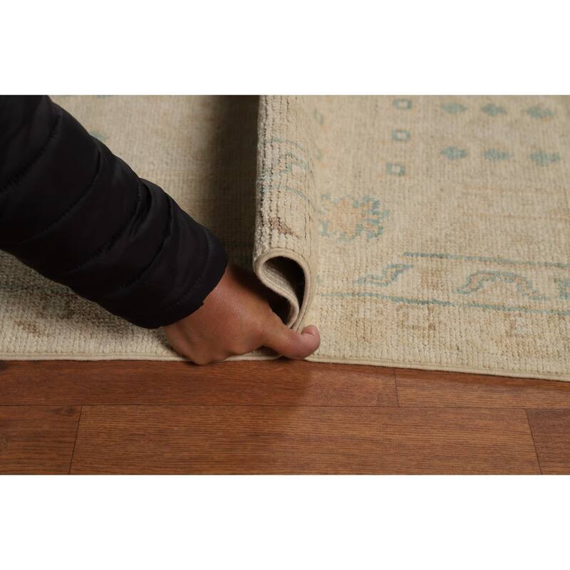 Vegetable Dye Oushak Turkish Rug Handmade Floral Wool Carpet - 9'0" x 12'4"