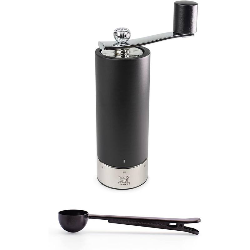 Peugeot Isen u'Select Salt & Pepper Mill Gift Set, 18cm-7in, Black - With Stainless Steel Spice Scoop & Clip (Salt Mill) - Black - 2 Piece